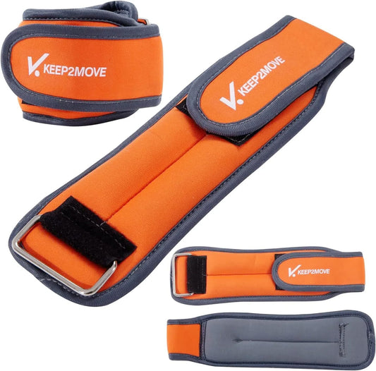 KEEP2MOVE Ankle Weights Set of 2 (0.65Lb/1Lb/2Lbs Each) For Women & Men Kids With Adjustable Strap - Roll Type Wrist Weights for Strength Training, Jogging, Pilates, Yoga, Pilates, Gym, Running, Fitness, Cardio
