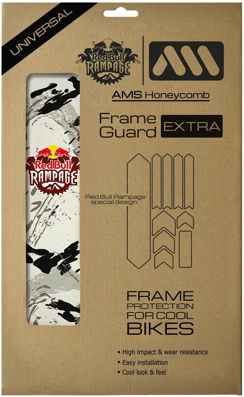 All Mountain Style Bike Frame Protector Extra - Universal Fit, 10-Piece Set for Down Tube, Chainstay, Cable Wear, High-Impact Honeycomb PVC