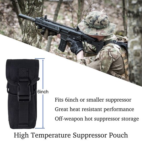 Dasiyoki High Temperature Suppressor Pouch Thermal Insulated Shield for Hot Rifle/Pistol Suppressor in 6 inches or Smaller Black