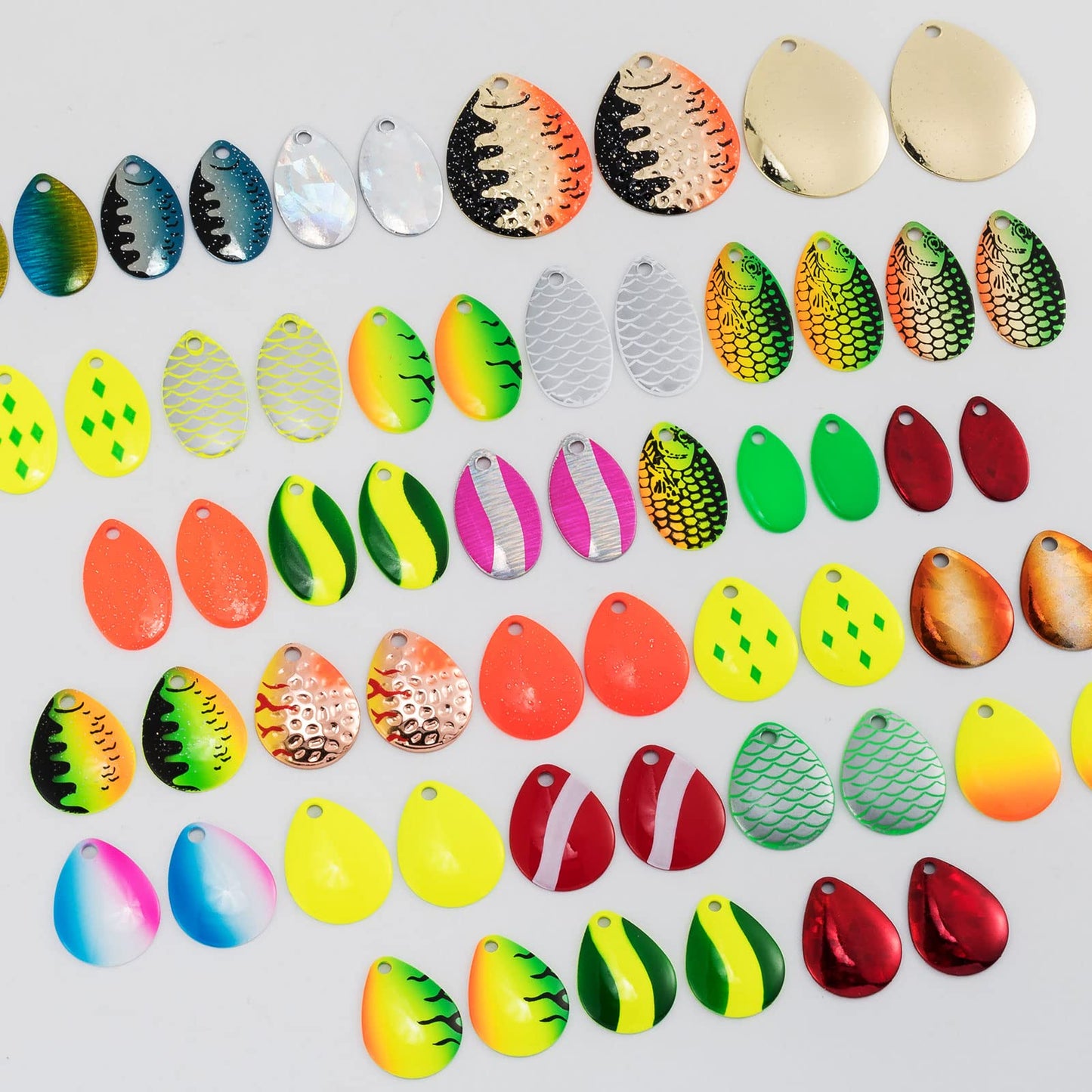 Dr.Fish 60 Pack Spinner Blades Colorado and Indiana Kit Fishing Lure Making Supplies Crawler Harness Walleye Rig for Trout Salmon
