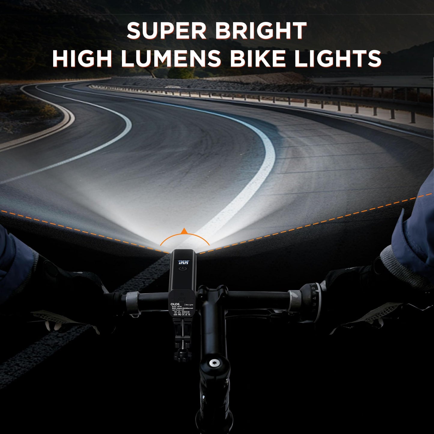 2025 New Bike Lights for Night Riding, Aluminum 1200 Lumens Rechargeable 6000mAh Super Bright Bicycle Headlight and Back Taillight, Waterproof LED Display 6+4 Modes Bicycle Lights Sets