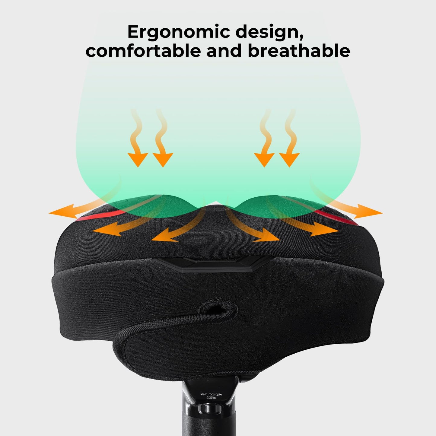YOUNGDO Bike Seat Cushion with Waterproof Gel Bike Seat Cover, 11.2" x7.4, Bicycle Seat Cushion for Bike Seat, Shock Absorbing, Seats Cushion Fit for Peloton, BMX, MTB & Road