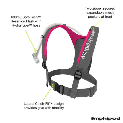 Amphipod PureRun Ultralight Hydration Vest with 600 mL Reservoir/Bladder for Endurance Training, 5K/10K Running, Men & Women - Bella