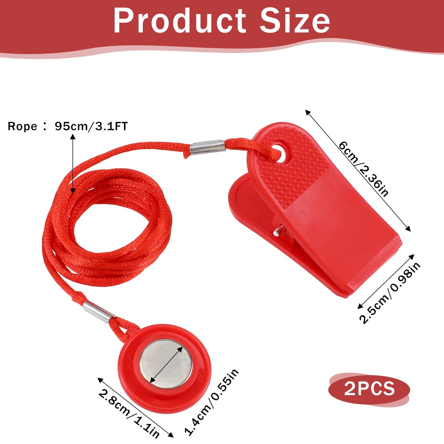 2 Pcs Universal Treadmill Magnetic Safety Key, Magnetic Safety Switch Running Machine Emergency Stop Magnet Round Treadmill Key Replacement Treadmills Accessories for Most Treadmills Running Machines
