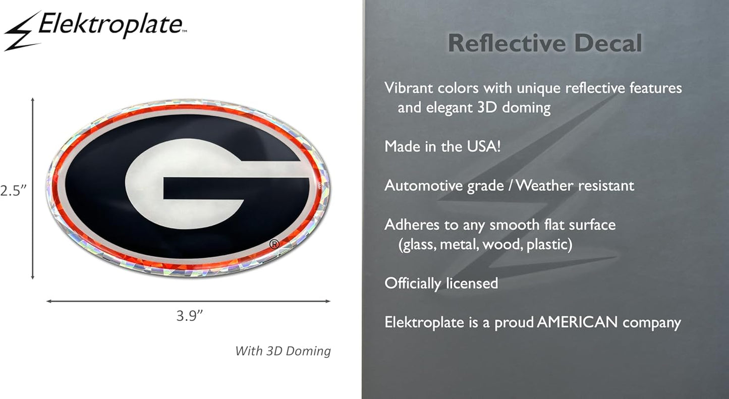 Elektroplate Officially Licensed University of Georgia Black/Red Reflective Decal | Premium 3D Doming All Weather Sticker for Car, Water Bottle, Laptop, Tablet, Window, Cooler, Phone | Made in the USA