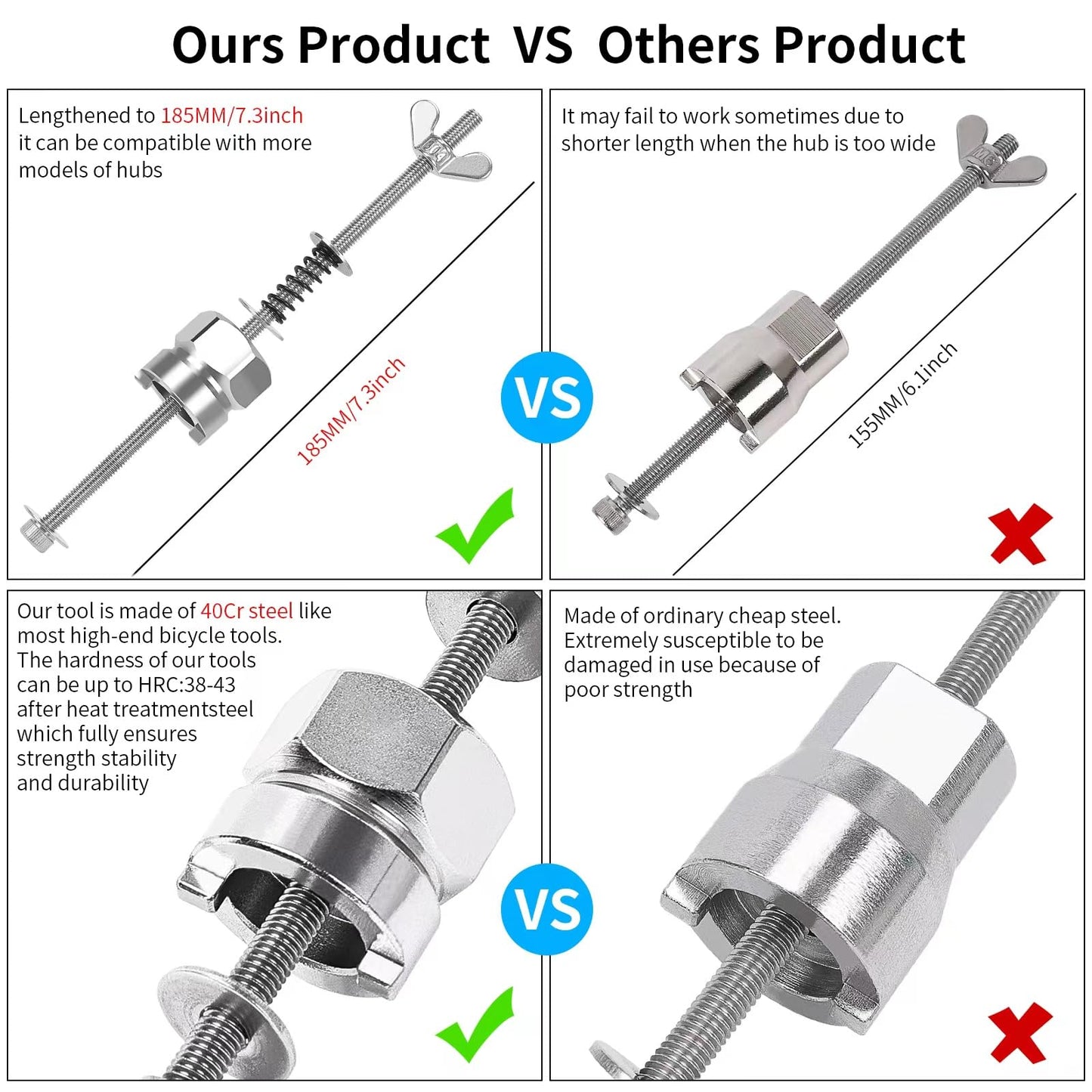 PACYTION Bike Freehub Remove Install Tool, Stainless Steel Bicycle Freehub Body Removal Tool, Bike Free Hub Quick Disassemble Tools for MTB Road Bikes Bike Repair Accessory