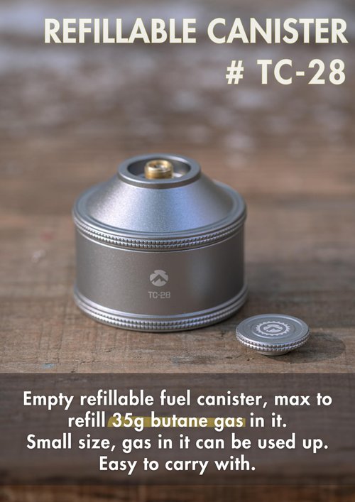 CAMPINGMOON Empty Refillable Cylinder 35g Standard for Backpacking Camping EN417 Lindal Valve Silver TC-28