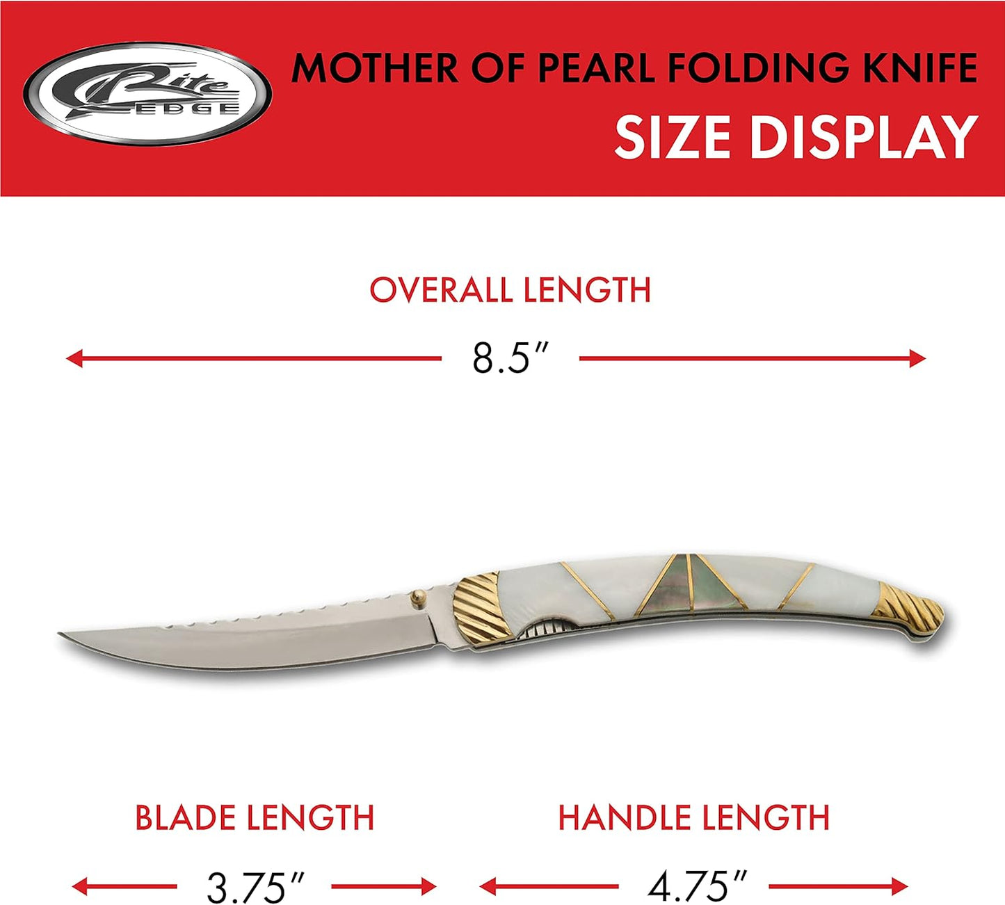 SZCO Supplies Mini Pocket Knife 4.75" Mother of Pearl Folding Knife - Stainless Steel Blade, Elegant Design Folding Knife with Gift Box