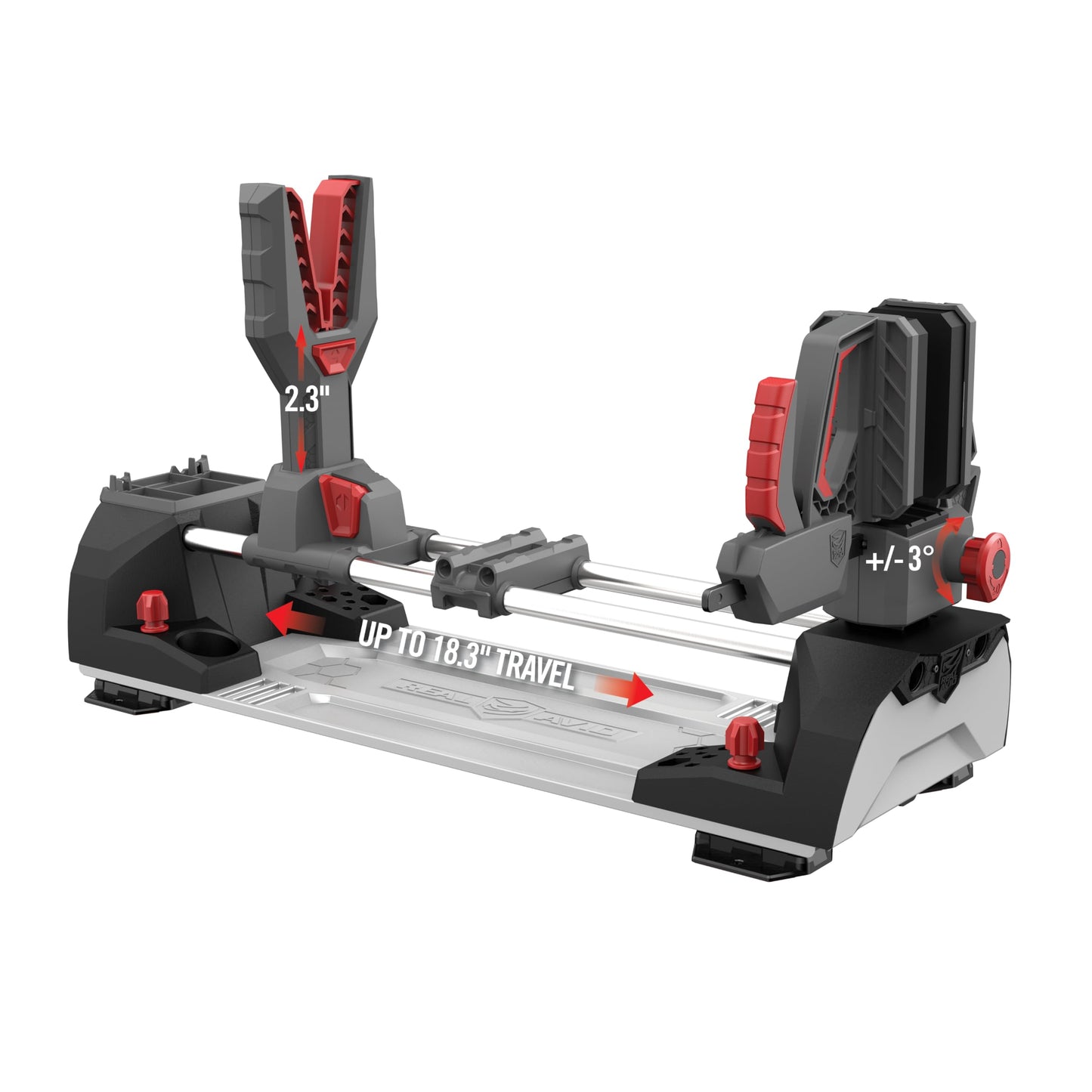 Real Avid Master Gun Workstation Up to 18.3" Of Travel One-Hand Quick Adjustable Clamping, Non-Marring Form-Fitting Yokes Vise Ideal For Gun Cleaning & Maintenance w/ Leveling Knob for Scope Mount