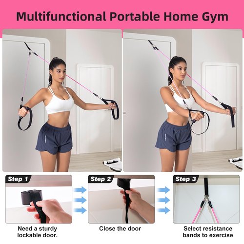 Ocomcap Pilates Bar Kit with Resistance Bands, Pilates Equipment Exercise Bars with Rollers for Abdominal Exercise, Portable Home Gym Equipment, Men's and Women's Total Body Exercise Equipment