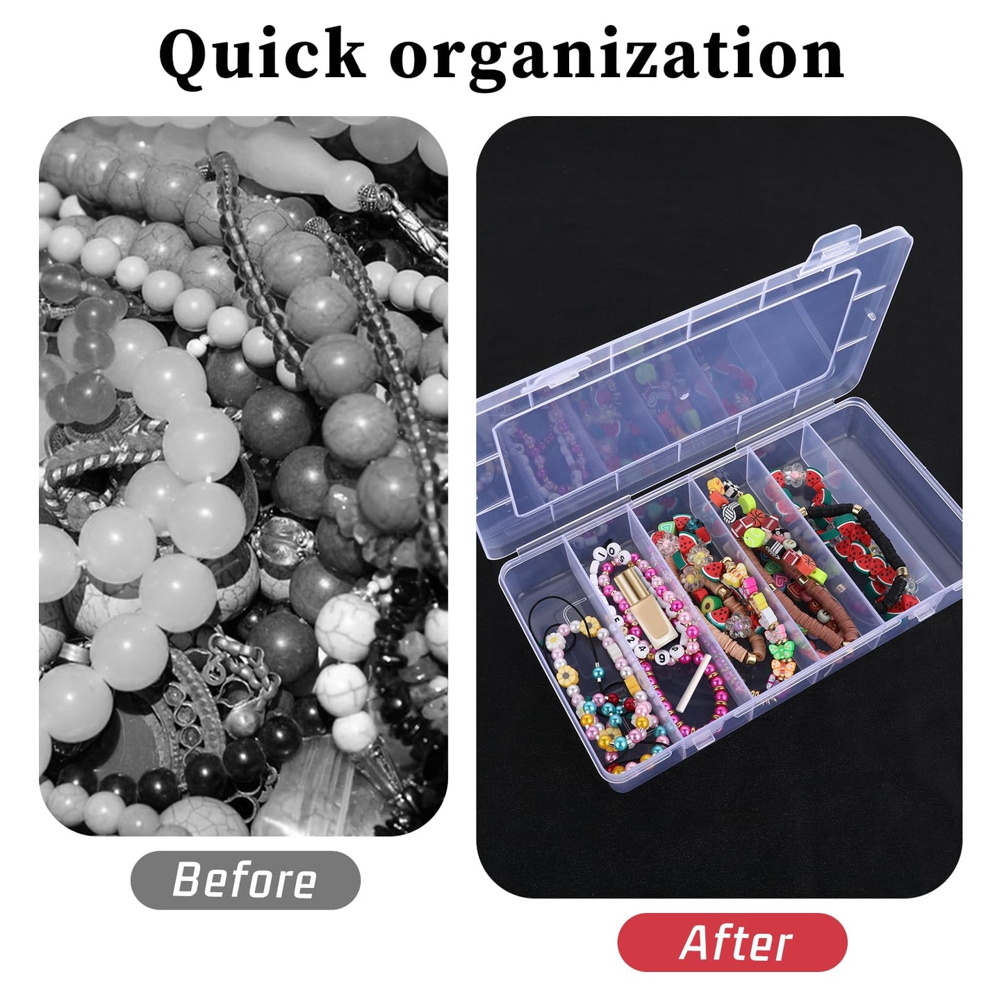 2 Pack Tackle Box Organizer 6 Grids, Clear Plastic Fishing Tackle Box, Compartment Storage Box, Craft Organizer for Lure Bait Hooks Storage Screws Nail Pins(8.18×4.64×1.29inch)