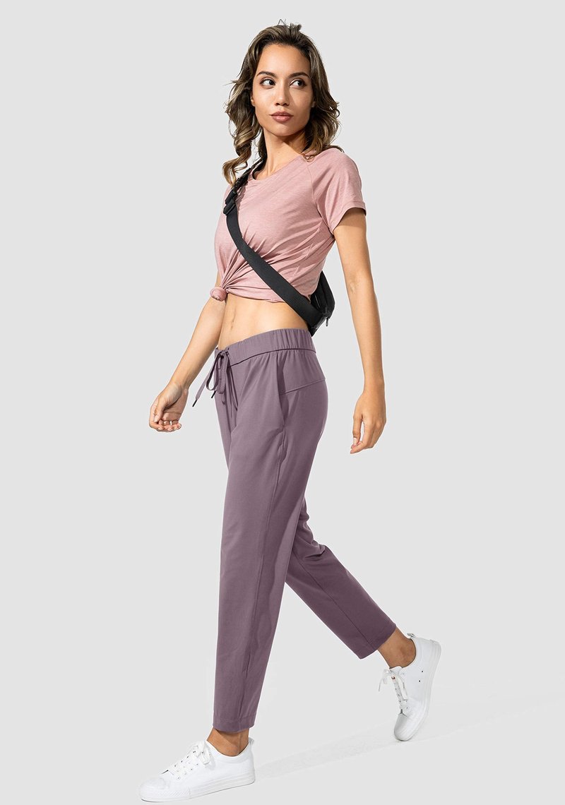 G Gradual Women's Pants with Deep Pockets 7/8 Stretch Sweatpants for Women Athletic, Golf, Lounge, Work (Dusty Purple, X-Large)