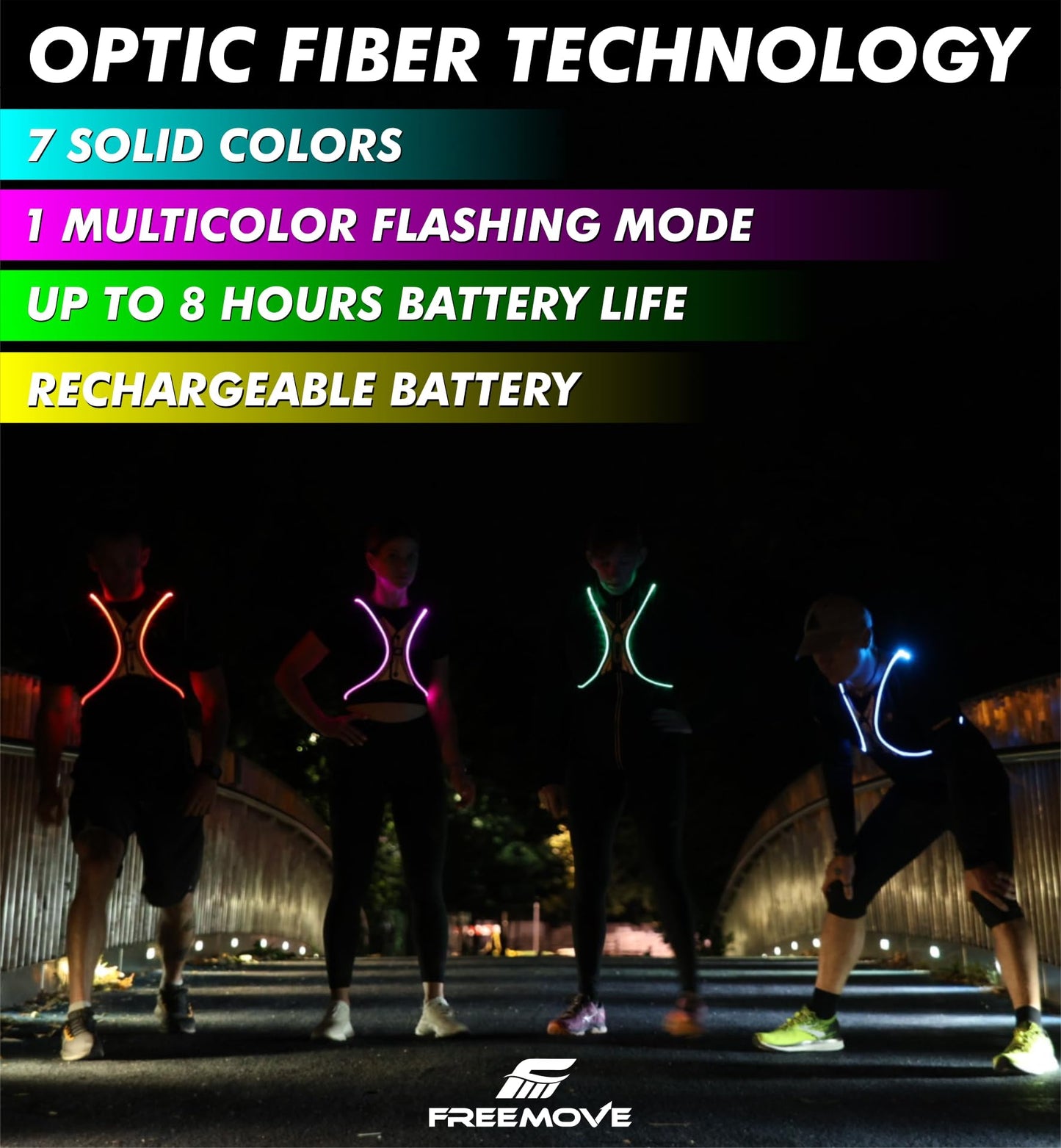 SPIDER Reflective Lighted Running Vest - Optic Fiber Technology, Bright, 360° Visible, Ultralight, Phone Pocket, Fully Adjustable Size XS-3XL - Reflective Running Gear for Safe Night Sports & Walking