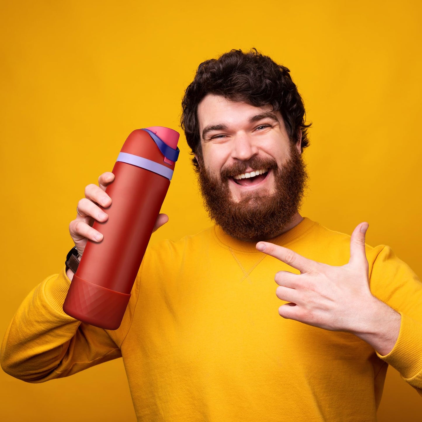 2PCS Silicone Water Bottle Boot for Owala 24oz, Protective Bottom Bumper Anti-Slip Sleeve for FreeSip, Twist, and Flip Stainless Steel Bottles, Dishwasher Safe and BPA Free(Dark Red)