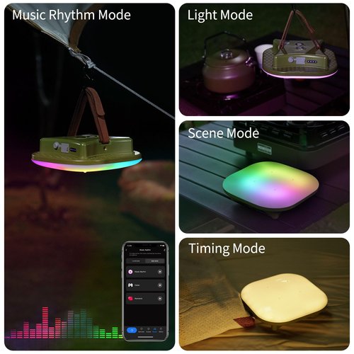 MOSLIGHTING Camping Lantern Rechargeable,LED Smart Light Bluetooth Control by Tuya APP,Music Sync RGB LED Camping Lights,16500mAh Outdoor Light with Magnet Base,16 Million DIY Colors Tent Lights ly01