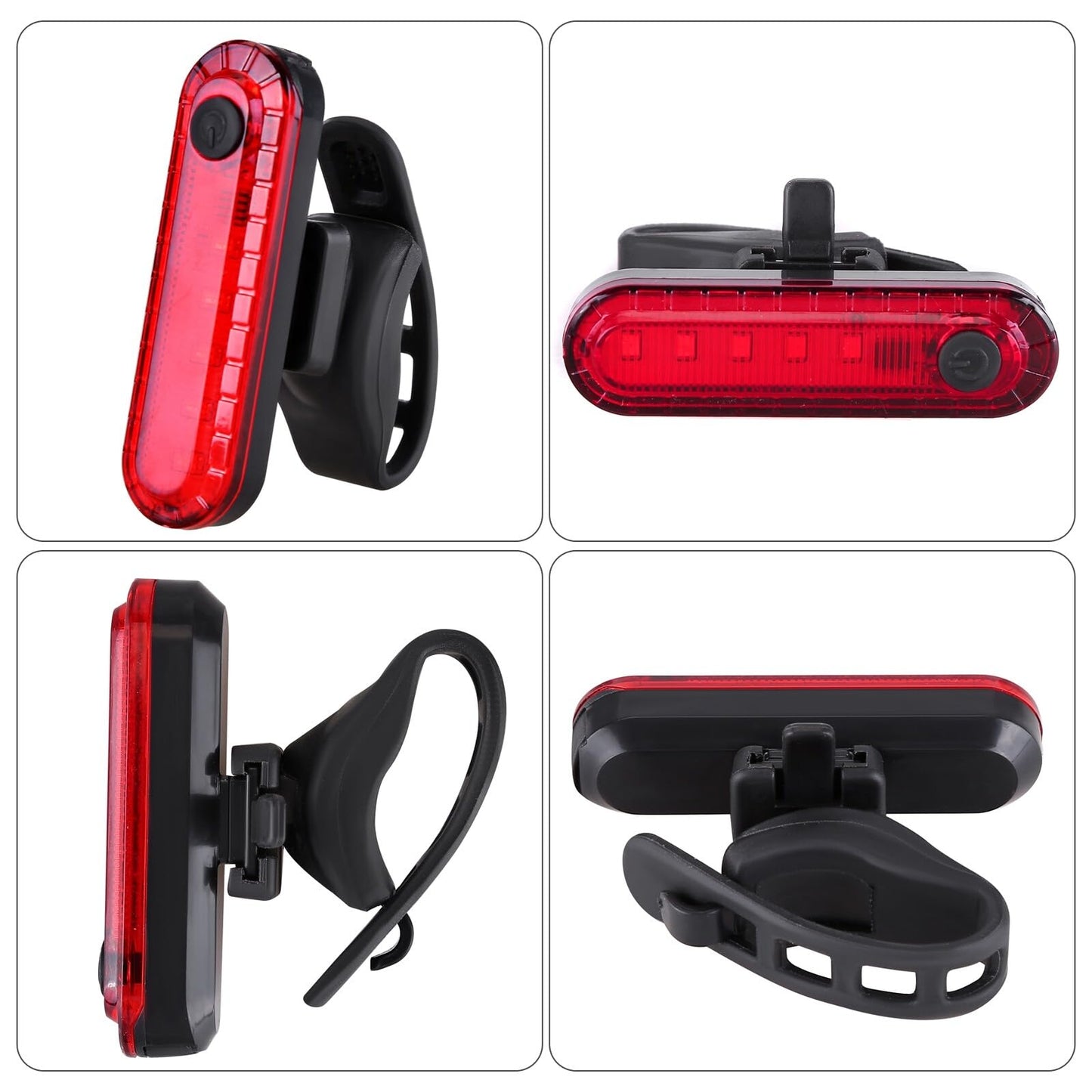 Eforcase 2PCS Bike Tail Light Rechargeable - USB Rechargeable LED Bike Tail Light - Rear Red Bike Light for Night Riding, Flashlight Back Bicycle Taillights with 4 Light Mode