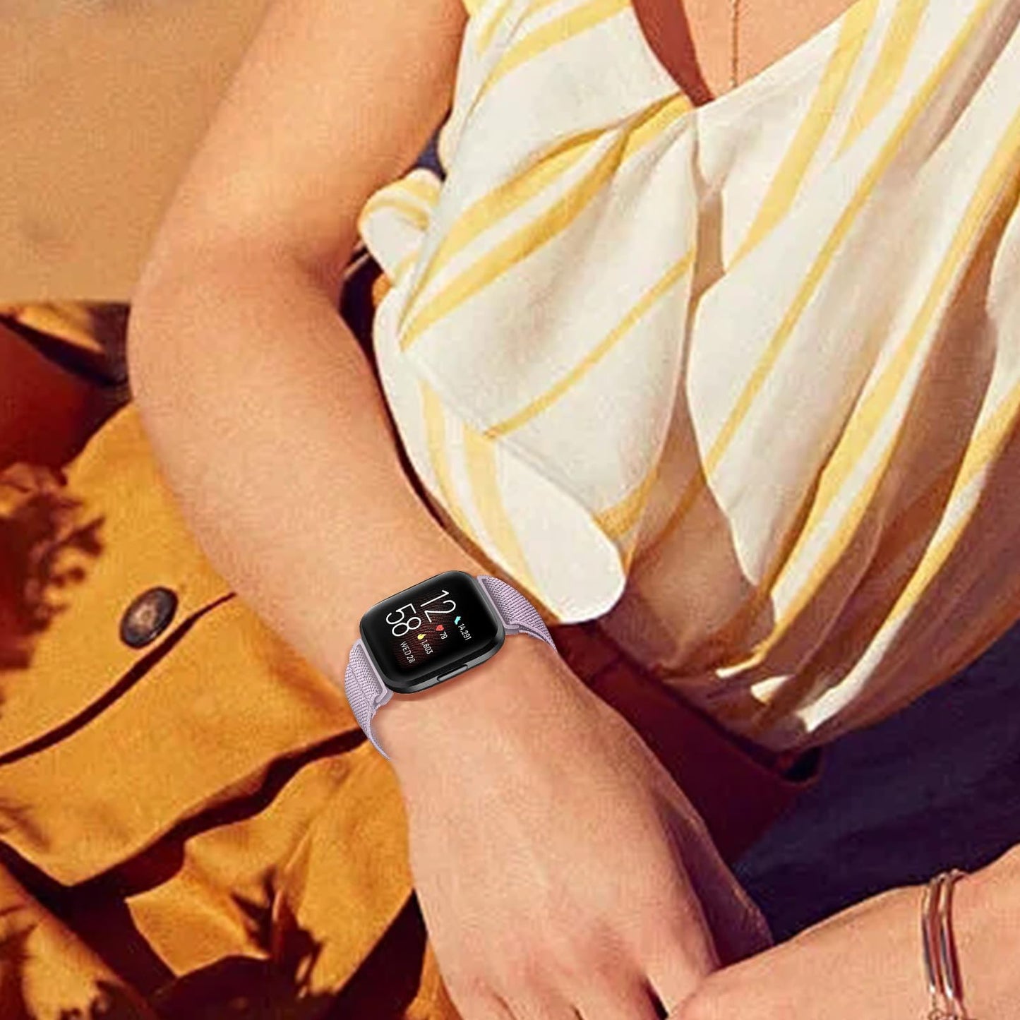 10 Pack Bands Compatible with Fitbit Versa 2 Bands/Fitbit versa 2 bands for women/Fitbit Versa/Versa Lite/Versa SE,Soft Adjustable Nylon Sport Band for Fitbit Versa Smart Watch Women Men