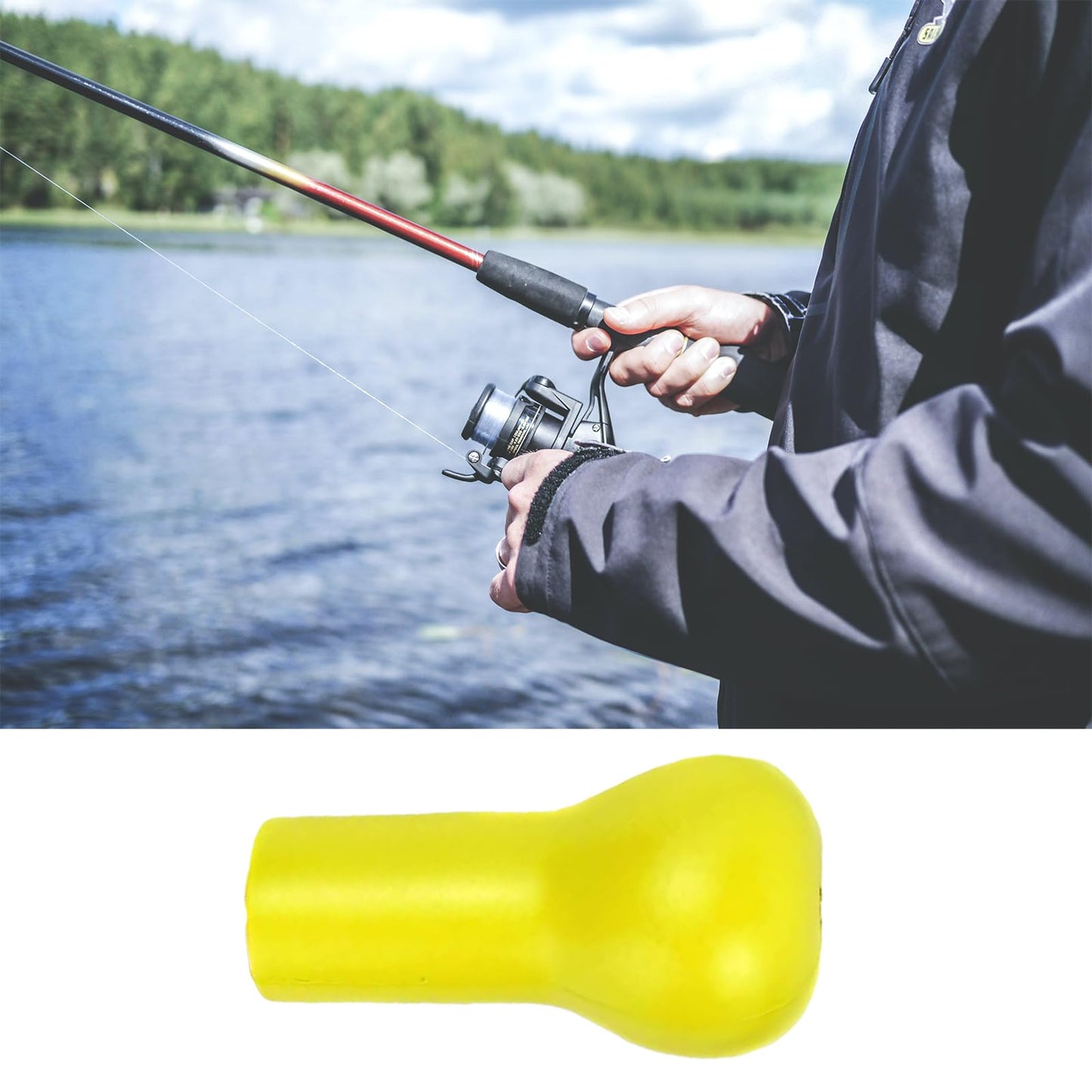 Fishing Rod Butt Cushion Cap Fish Tackle Accessories Floating EVA Foam Holder for Large Fishing Rods(Yellow)