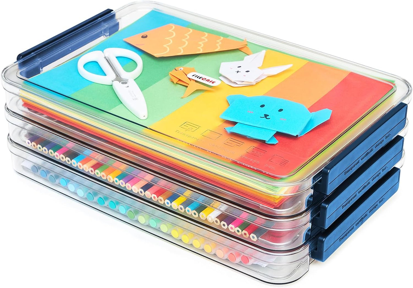 2 Pcs 5.5qt 9 x 13 Plastic Portable Project Case With Snap-Tight Latch Clear Stackable Storage Box With Lids Organizer Container For A4 File Photo Documents Scrapbook Craft Art Supplies