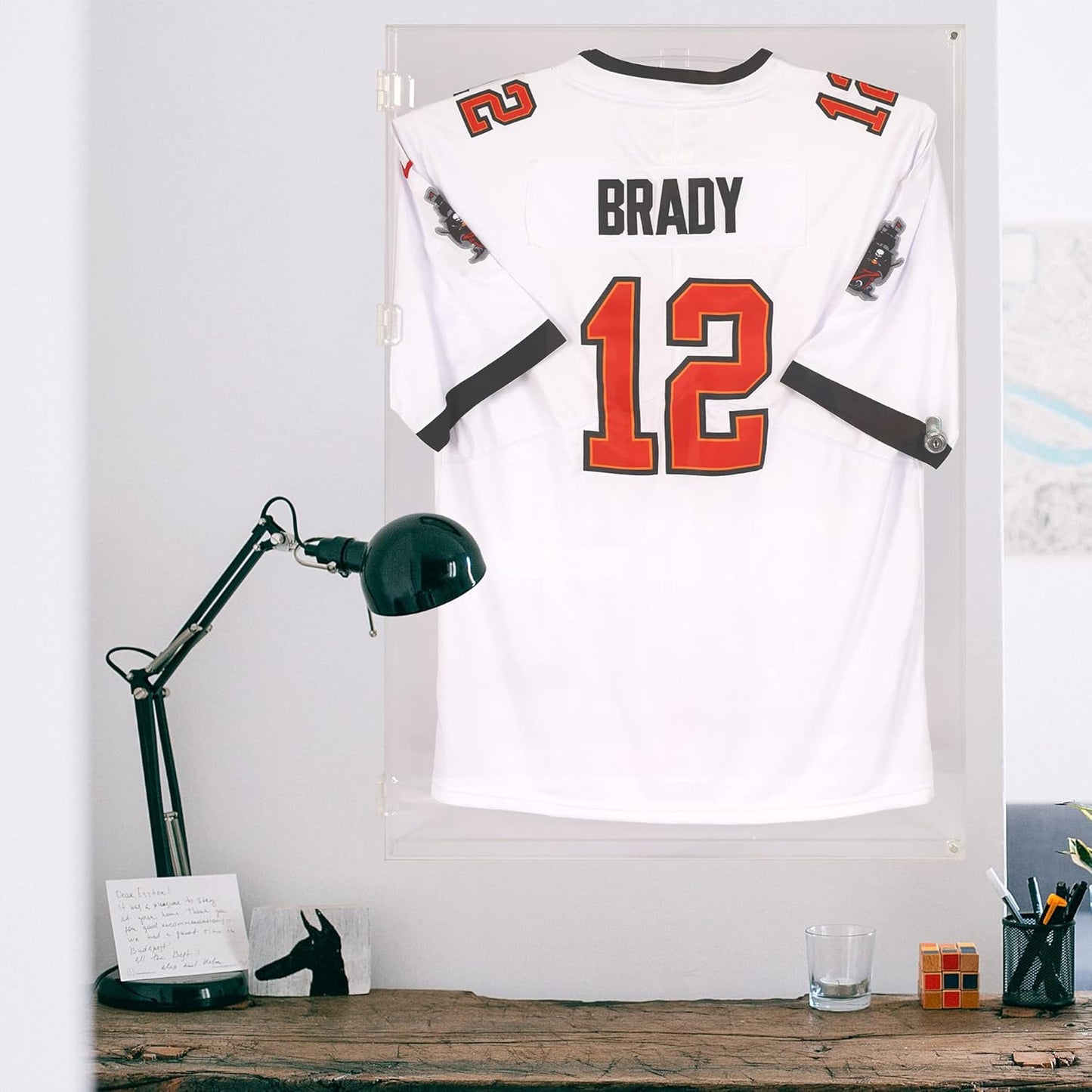 XX Large Football/Hockey Uniform Jersey Display Case Frame, UV Protection Ultra Clear, Locks (Black Finish)