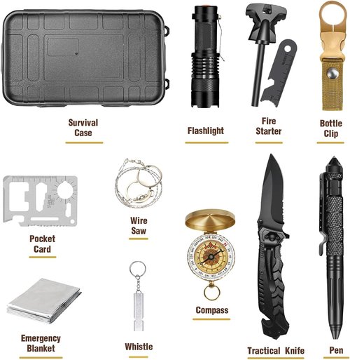Gifts for Men Husband Dad Christmas, Survival Kit, Emergency Survival Gear and Equipment 14 in 1, Stocking Stuffers Birthday Gifts for Him Boyfriend, Hunting Fishing Camping Accessories, Cool Gadget