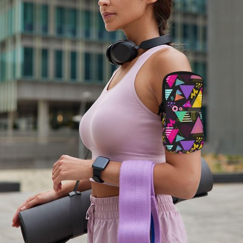 WtallasiSei Retro 80s 90s Geometric Water Bottle Pouch & Armband for Stanley Cup Accessories Yoga Gym Sports Water Bottle Bag for Men Women Hiking Running