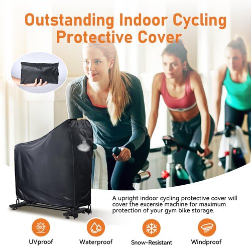 Stationary Bike Cover Waterproof Outdoor,Upright Exercise Bike Cover with Air Vent,Waterproof Strip,4 Windproof Buckles,All Weather Large Cover for Peloton Bike,Suitable for Peloton Bike+ and Schwinn