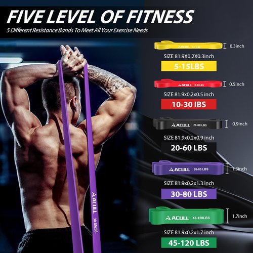 Resistance Bands Set for Pull Ups & Full Body Workouts, Exercise Bands for Men and Women, Multi-Level Workout Bands with Carry Bag, Strength Training & Physical Therapy