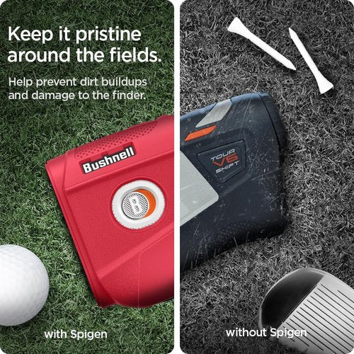 Spigen Golf Silicone Fit Rangefinder Case Designed for Bushnell Rangefinder Tour V6 Shift Protective Cover Carrying Case Golf Rangefinder Accessories Compatible with AirTag - Red