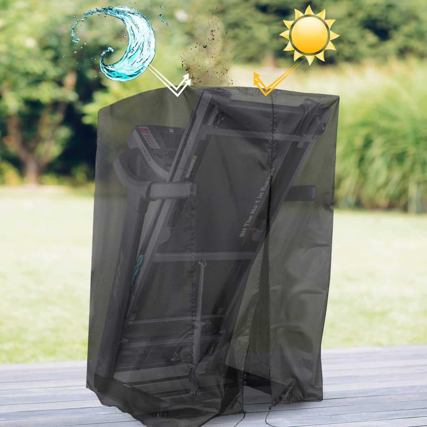 Iptienda Treadmill Cover, Folding Treadmill Covers Waterproof for Foldable Running Machine Indoor Outdoor, 46"L x 35"W x 71"H