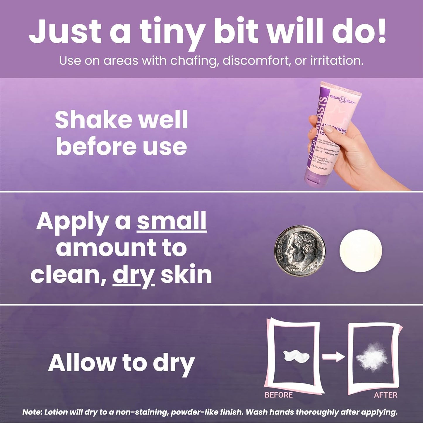 Fresh BREASTS Anti-Chafing Deodorant Cream to Powder for Under Boobs, Inner Thighs - Lotion Made without Talc, Aluminum, Parabens or Added Fragrance - 3.4 Fl Oz (2 Pack)