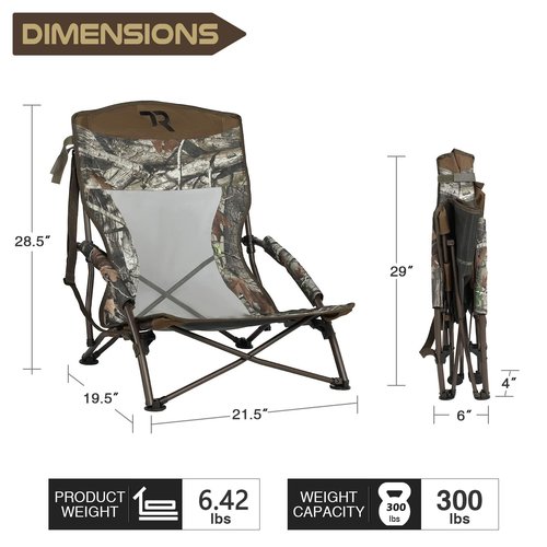 TR Low Camping Chair,Turkey Chairs for Hunting Lightweight Heavy Duty,Low Chair with Carry Bag for Outdoor Camping Travel Hunting (Camo 1)