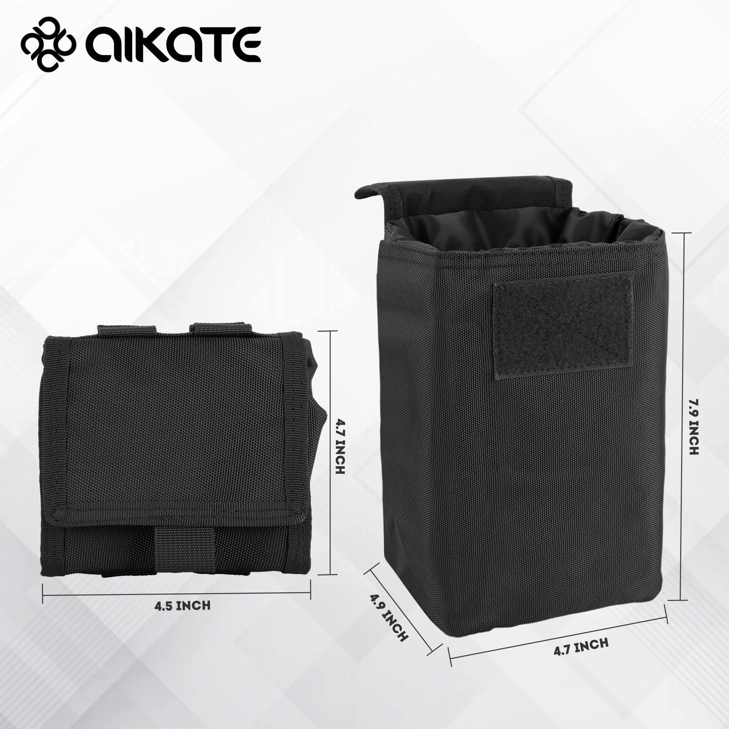 AIKATE Tactical Molle Dump Pouch, Roll-Up Drawstring Magazine Utility Pouch, Folding Dump Bag (Black)