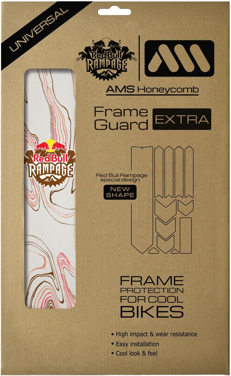 All Mountain Style Bike Frame Protector Extra - Universal Fit, 10-Piece Set for Down Tube, Chainstay, Cable Wear, High-Impact Honeycomb PVC