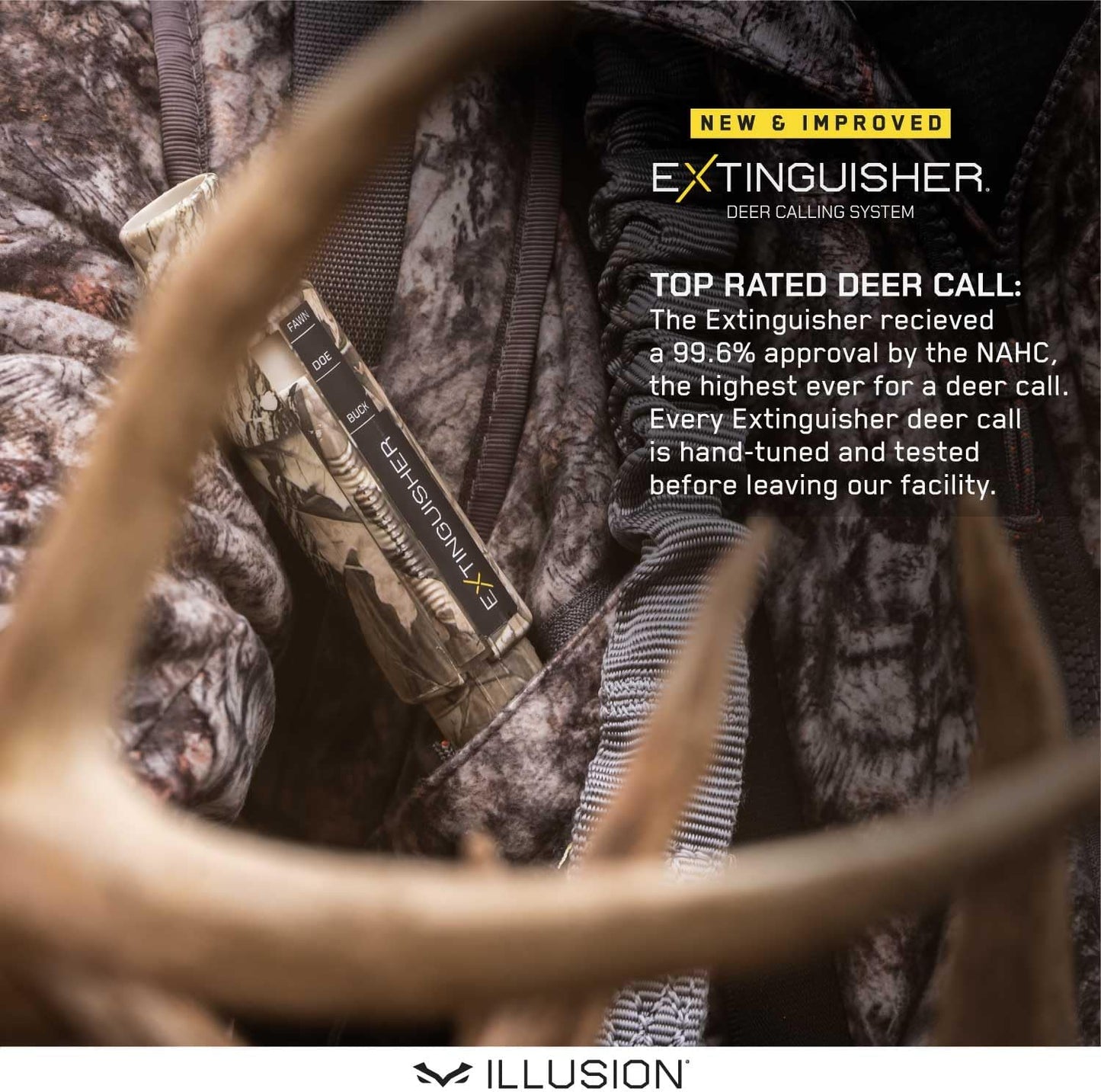 Extinguisher Deer Call by Illusion | Grunt Tube | Buck, Doe, Fawn | Adjustable 10-in-1 Call | Color (CAMO/Black) | Freeze Resistant