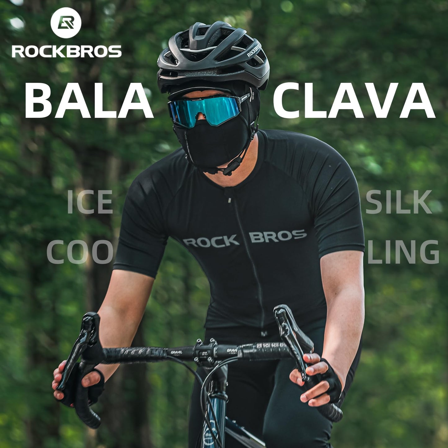 ROCKBROS Balaclava Face Mask, Summer Cooling Neck Gaiter Cycling Cap, UV Protector Motorcycle Scarf for Men/Women Black