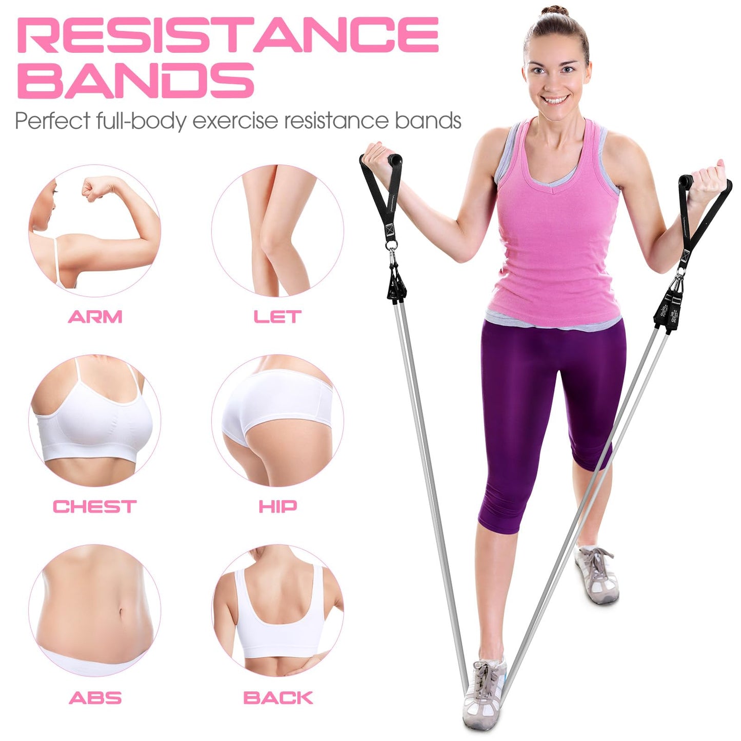150lbs Resistance Bands for Working Out, 5.9ft Exercise Bands for Physical Therapy, Stretch, Recovery, Pilates, Rehab, Strength Training and Yoga Starter Set