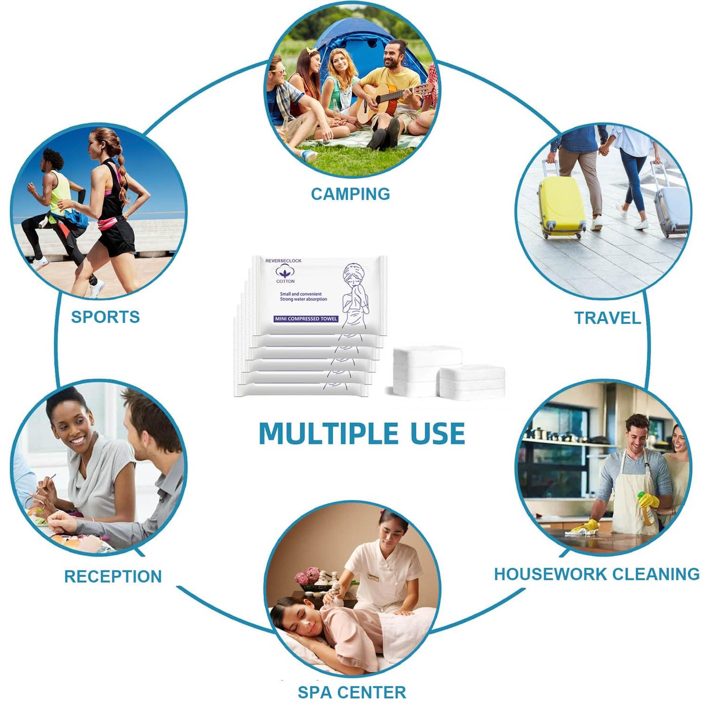 30 Pcs Disposable Washcloths for Travel Compressed Towels Cotton Thick Portable Reusable Face Towel Tablets Outdoor Camping Hiking Sports Beauty Salon Cleaning Travel Kit for Hotel 11.8 x 9.5 inches