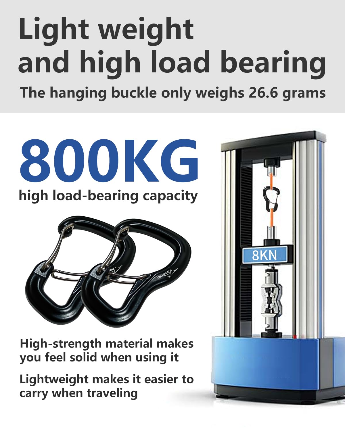 Travel Bird Heavy Duty Carabiner Clip Hook 8KN (1763 lbs), 2 PCS Ultra-Light Aluminum Caribeaners with Double Door D Ring Shape, for Hammock, Camping, Hiking, Backpacking, Dog Leash, Keychain Clip