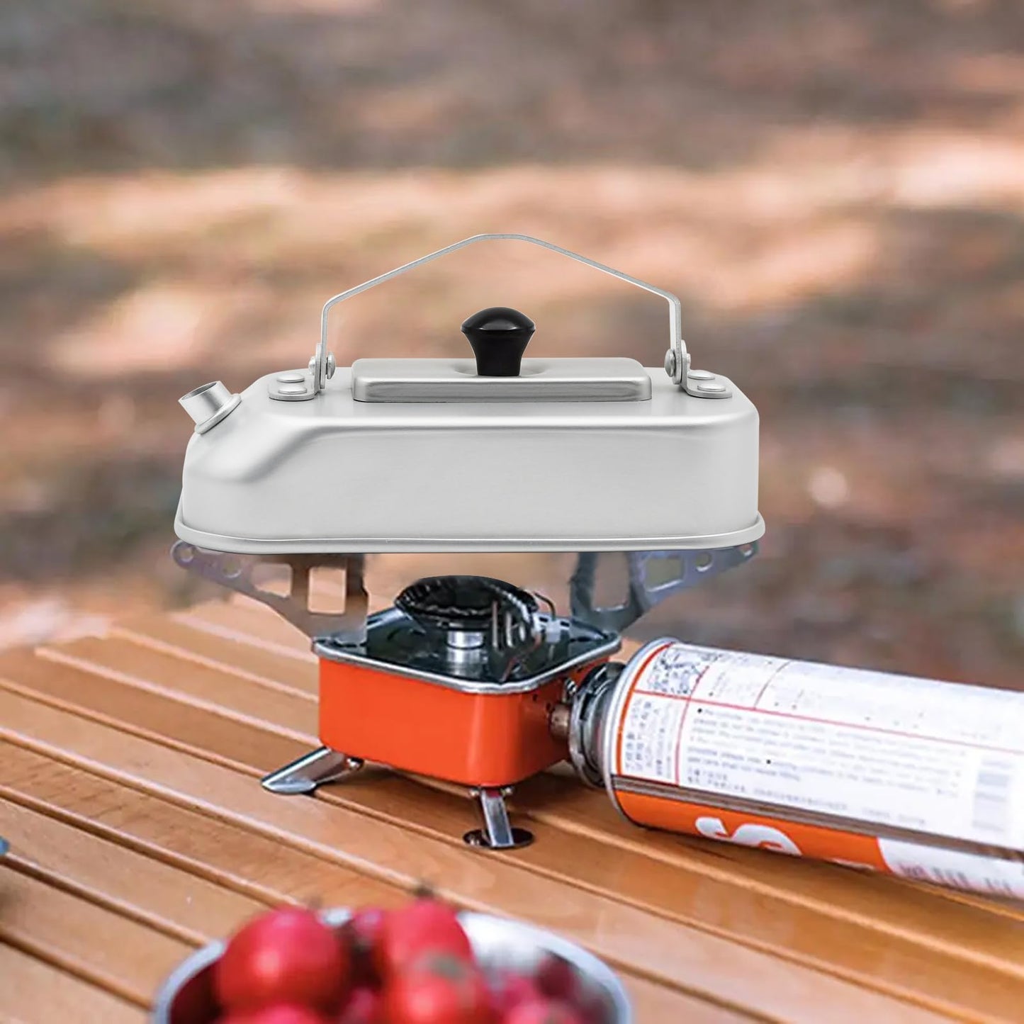 0.3L Outdoor Camp Kettle, Portable Camping Kettles for Boiling Water Anodized Aluminum Campfire Kettle Camping Tea Kettle for Open Fire Camping Hiking Backpacking