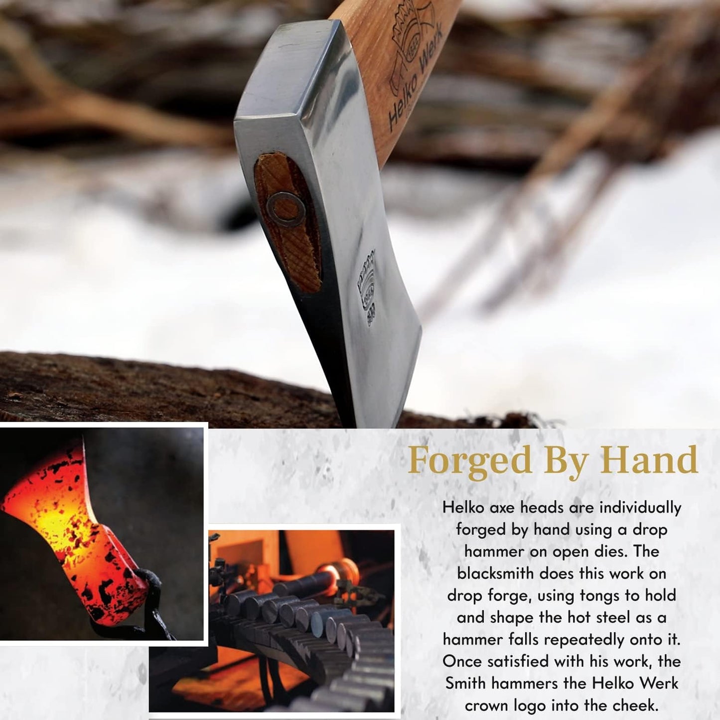 1844 Helko Werk Germany Classic Journeyman Pack Axe - Made in Germany Lightweight and Compact Backpacking Axe and Bushcraft Axe for Camping - Head 1.5 lbs, Handle 20 in. (Journeyman) #11441