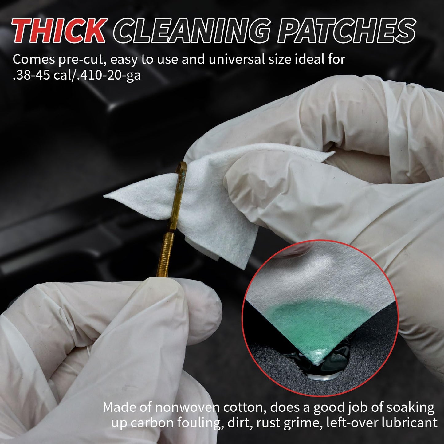 Gun Cleaning Kit in Big Box, 4-in-1 Cleaning Supplies Includes Brushes, Patches, Swabs, Cloth - Lint Free, Highly Absorbent Supplies for All Guns Maintaining, Fit Most Caliber