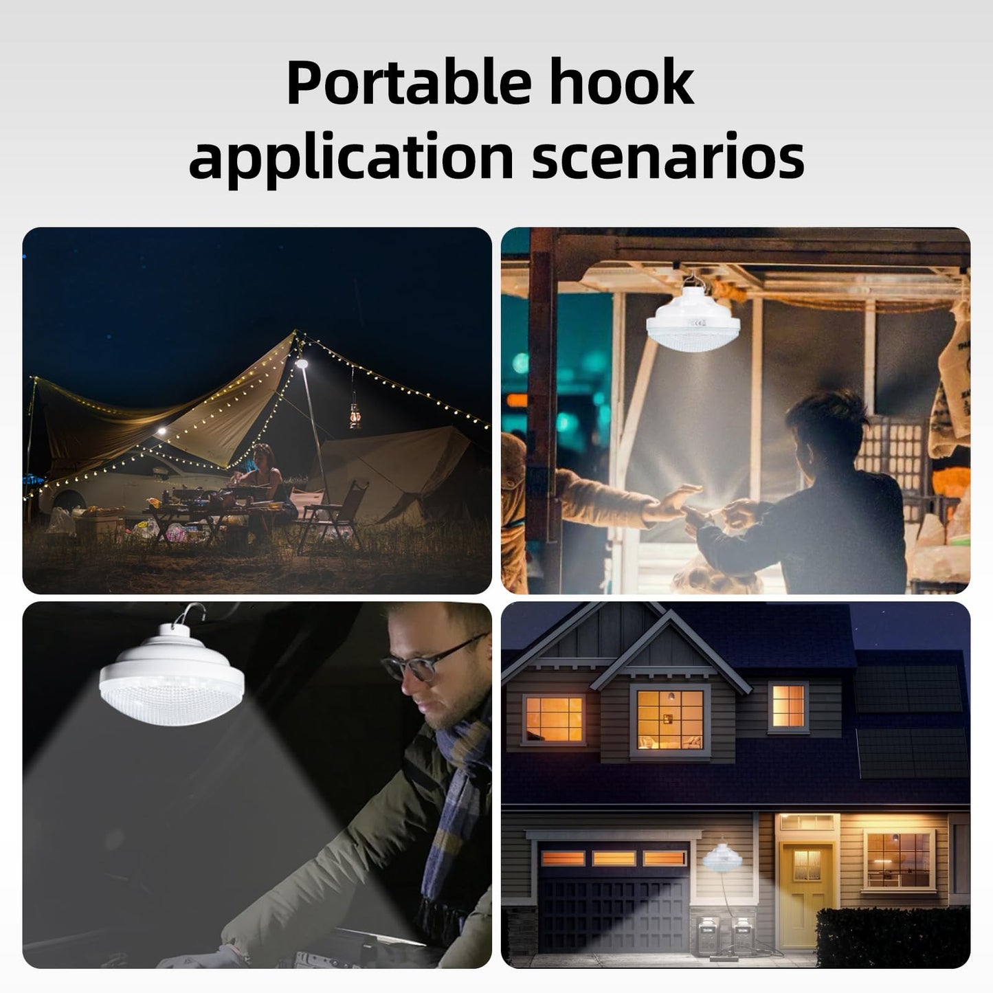 2PCS Tent Light Rechargeable 2400mAh LED Camping Light,IPX5 Waterproof for Camping,Outdoor,Power Outage