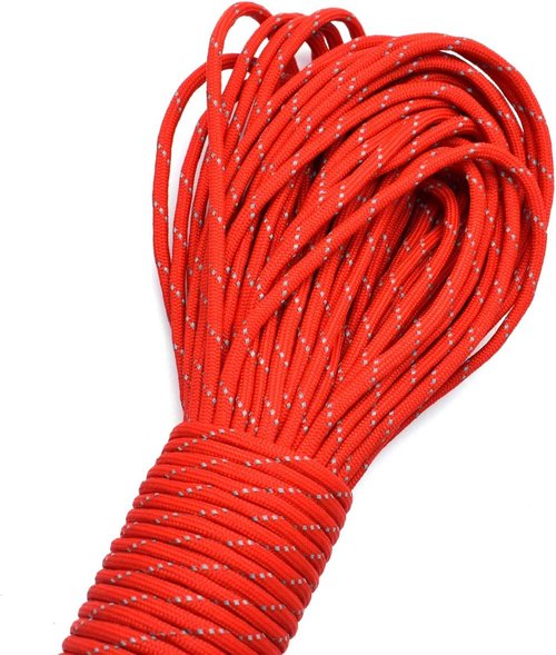 100FT Reflective Paracord 7 Core Parachute Cord (10# Olive Green)