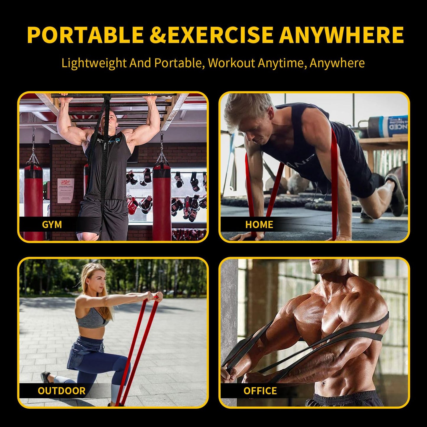 KANGFITER Resistance Bands for Working Out, Pull Up Bands for Men Women, Thick Heavy Resistance Band Set with Door Anchor, Elastic Exercise Bands for Body Stretching, Physical Therapy, Home Workouts