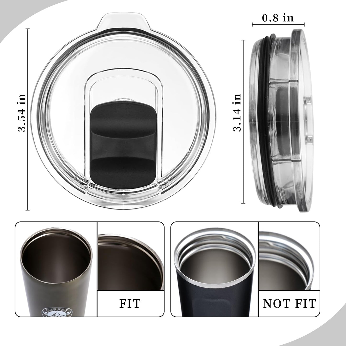 20oz Tumbler Lid(2 Pack), Replacement Lids Compatible for YETI 20 oz Tumbler, 10/24 oz Mug and 10 oz Lowball Magnetic Replacement Cup Covers Yeti Lids BPA Free
