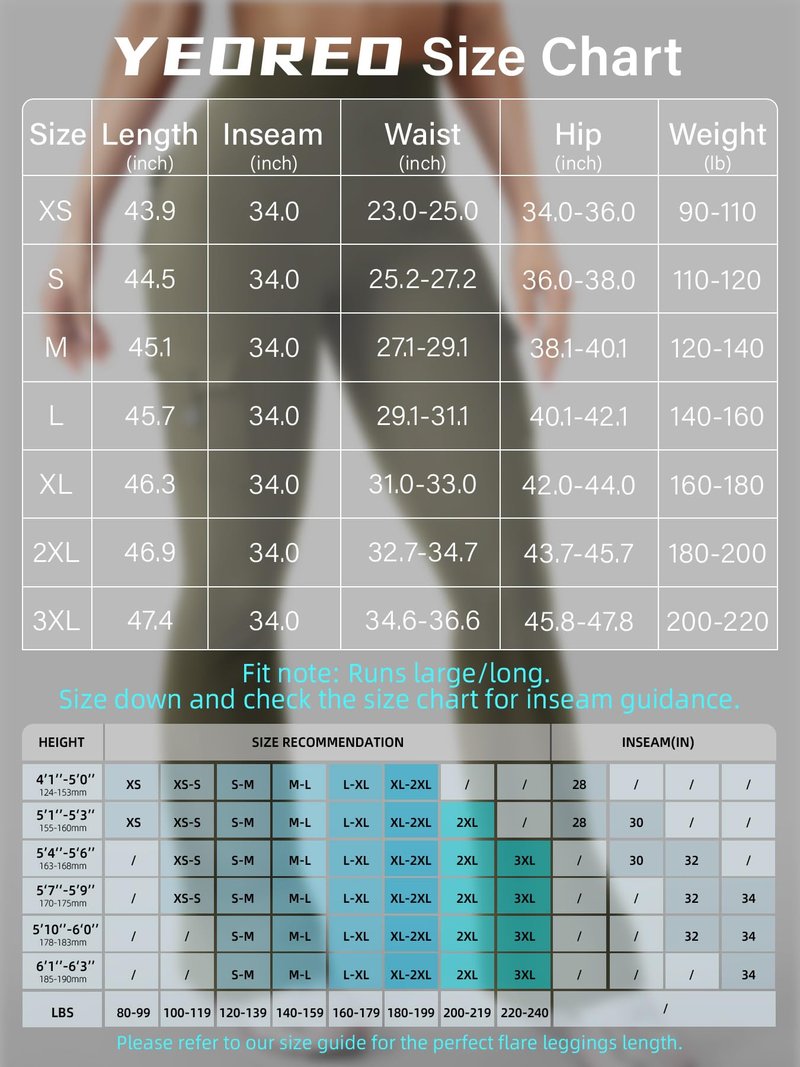 YEOREO CoreFlex Women Workout Flare Leggings with Pockets Hidden Scrunch Cargo Gym Yoga No Front Seam Leggings Army Green M