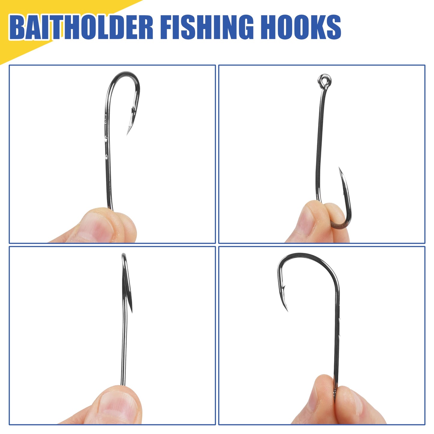 120pcs Baitholder Fishing Hooks Kit Barbed Beak Bait Holder Hooks Black Carbon Steel Long Shank Offset Hook Jig Fishing Hooks Saltwater Freshwater