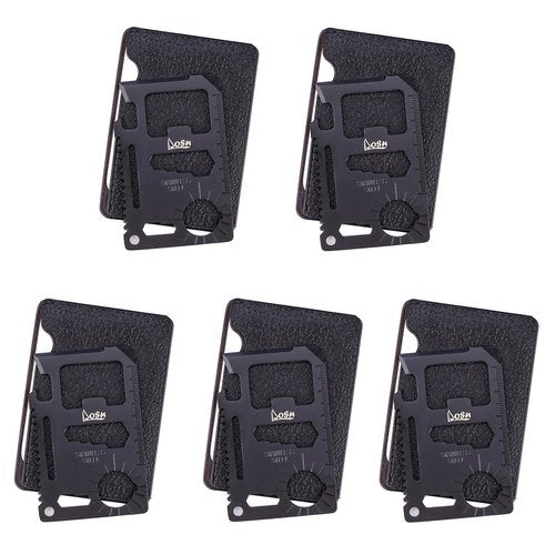 Cool Unusual Gadgets Gifts for Men 11-in-1 Wallet Multitool Tool All in One EDC tools (5 Pack Black)