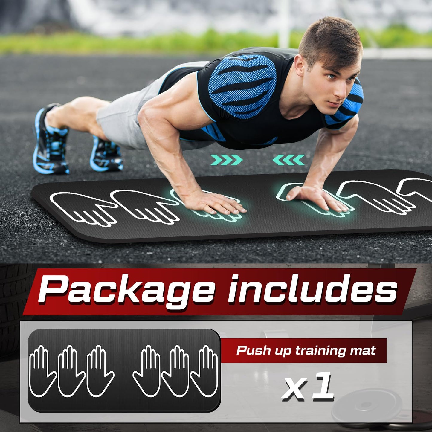 15 mm Fitness Workout Push up Rollers Sit up Training Exercise Mat with Hand Placement Marks to Train Muscle Groups 31.5 x 13.8 Inch Non Slip Portable Pad Home Workout Equipment, Gift for Men